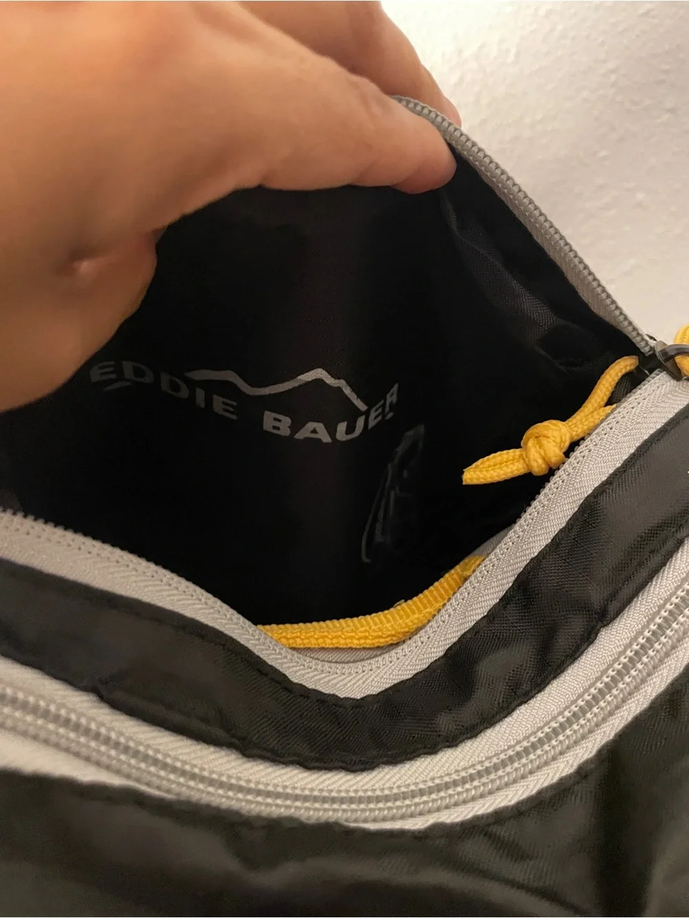 New Eddie Bauer Black and Gray Backpack with Yellow Accents